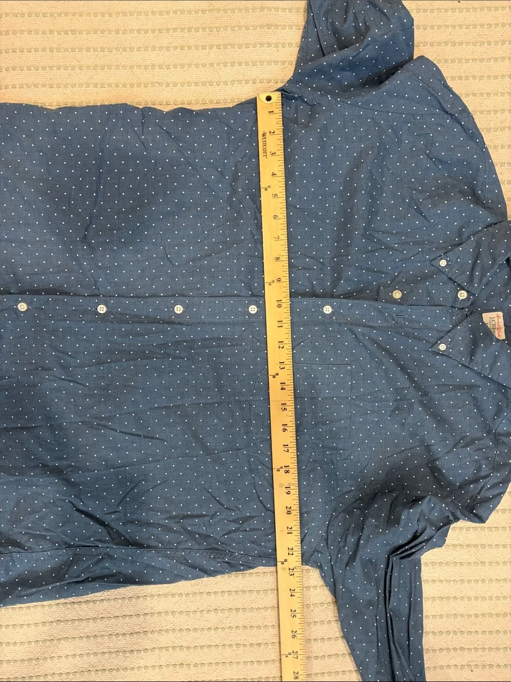 J. Crew Blue Button-Down Shirt with White Microdots